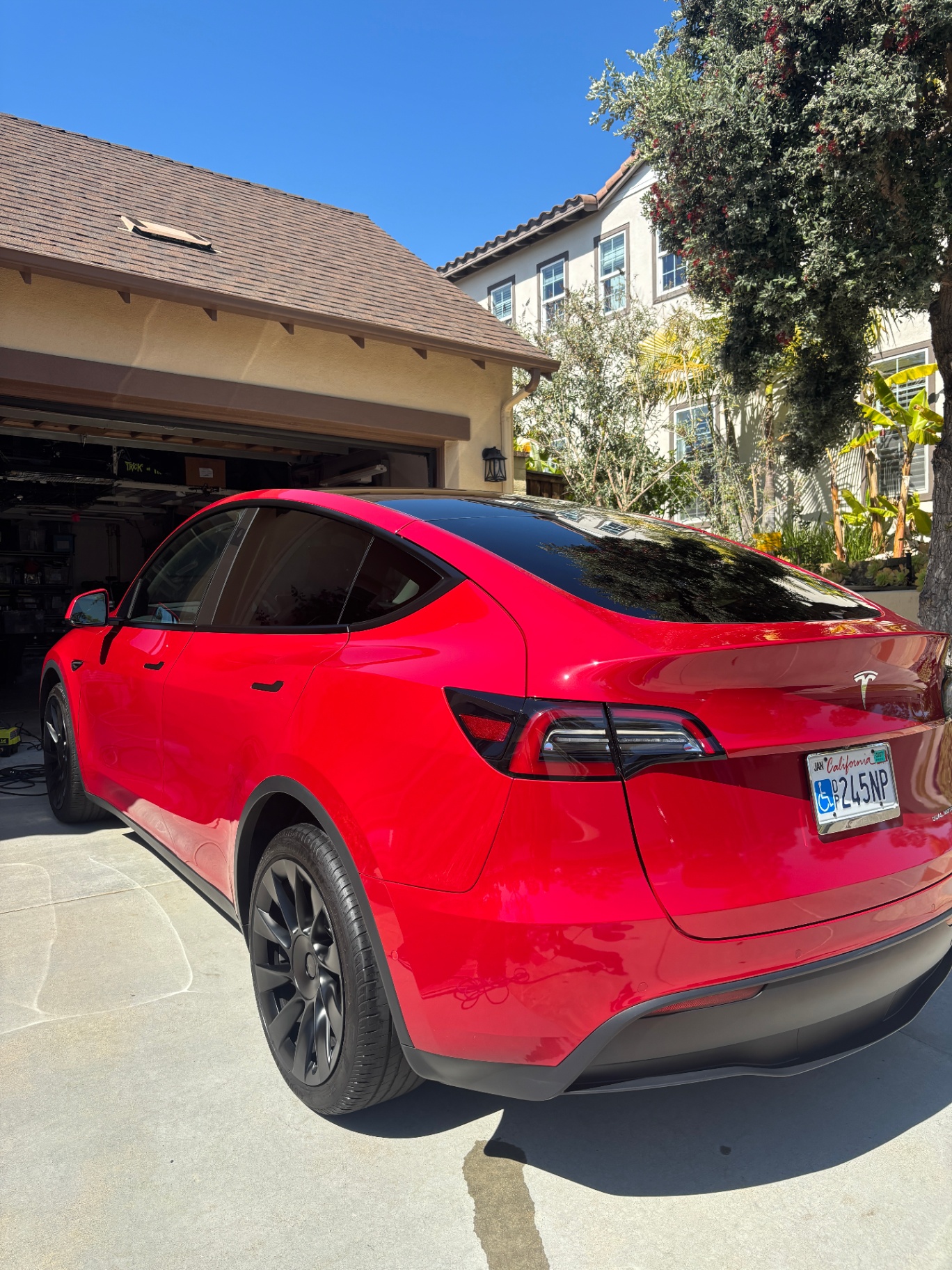 Red Tesla Model Y detailed by Mobile Detailing Glendale